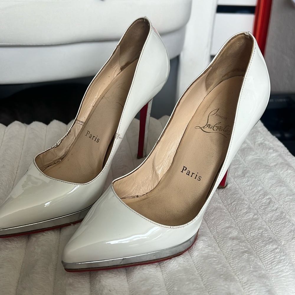 Christian Louboutin white patent leather pumps! Sexy!